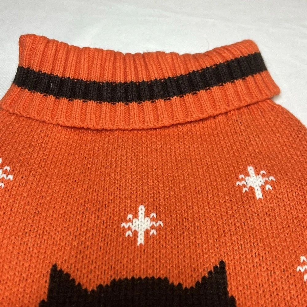 Medium Dog Sweater‎ Warm Orange Owl Pattern Outfit Vest Shirt Clean Fall